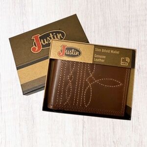 Justin Boots Bifold Wallet Brown W/Boot Stitch Detail